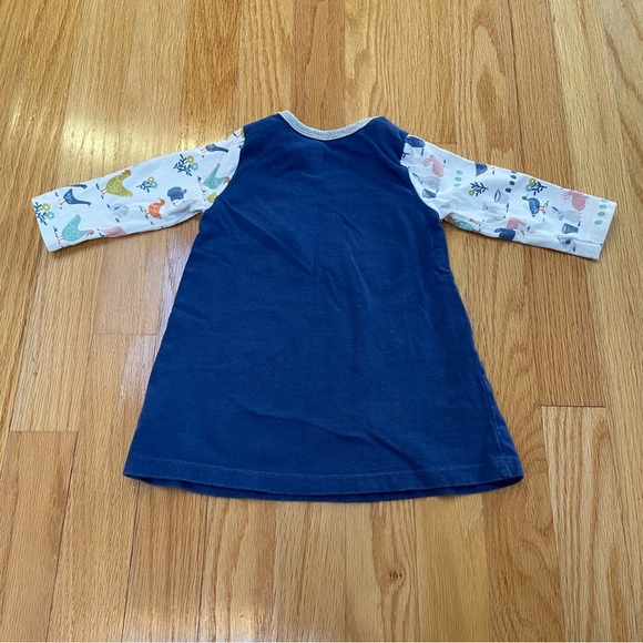 Baby Boden navy blue lamb stitched/farm print cotton dress size 3-6 months - Picture 2 of 5